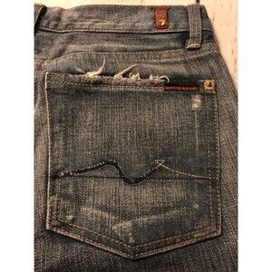 7 For All Mankind Women's Jeans Flare Distressed Destroyed Size 27 X 31